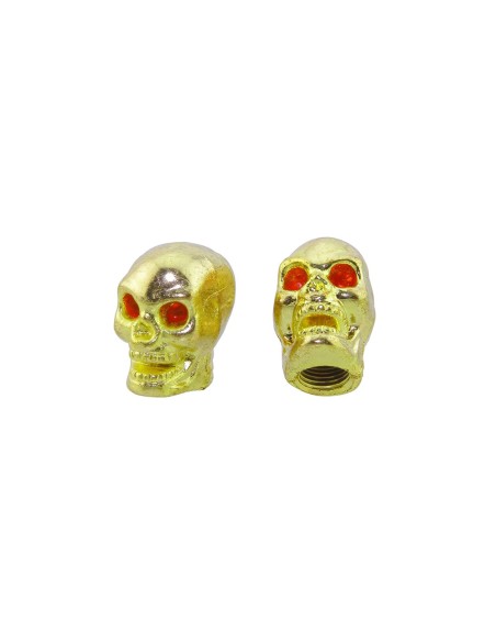 Valve Caps Skull Gold Schrader Valve.